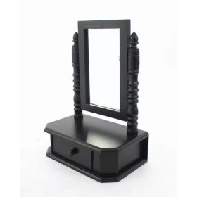 8.5" x 14" x 20" Black Traditional Drawer  Table Mirror