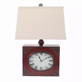 7" x 7" x 22" Red, Vintage, Metal Clock Base - Table Lamp