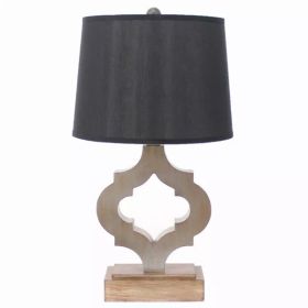 12" x 14" x 25.25" Black, Traditional Wooden, Linen Shade - Table Lamp