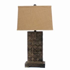 4.75" x 9.5" x 29.5" Brown, Vintage With Metal Pedestal - Table Lamp