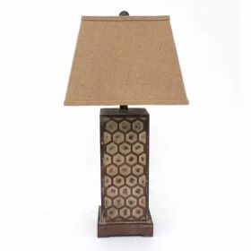 7" x 7" x 28.5" Brown, Industrial With Honeycombed Metal Base - Table Lamp