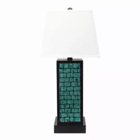 13" x 15" x 30.75" Black, Metal With Teal Brick Pattern - Table Lamp