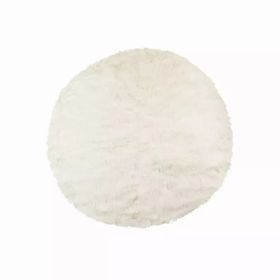 72" Off White Circular Faux Fur Area Rug