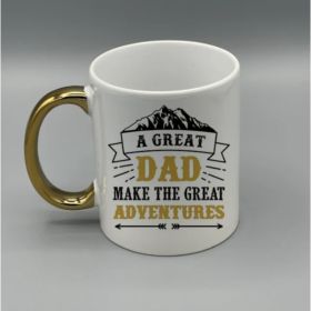 "Cool Dad Great" Gold Handle Coffee Mugs | By Trebreh Designs