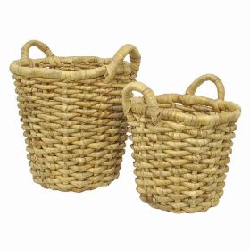 Plutus Brands Water Hyacinth Basekt in Brown Natural Fiber Set