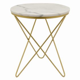 Plutus Brands Metal Plant Stand Marble Top in Colored Metal