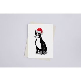 Christmas Boston Terrier - Greeting Card (Color: Bazaar, Country of Manufacture: United States)